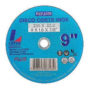 Disco de Corte Ferro Inox 9 Polegadas 230mm x 1,6mm Lotus 4339