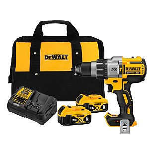 Kit Parafusadeira Furadeira de Impacto 20V Max* XR Brushless 95Nm 2 Baterias 5Ah Carregador Bolsa Dewalt DCD996