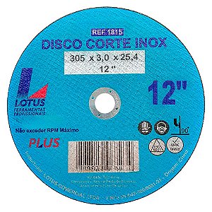 Disco de Corte Ferro Inox 12 Polegadas 305mm x 3,0mm x 25,4mm Lotus 1815