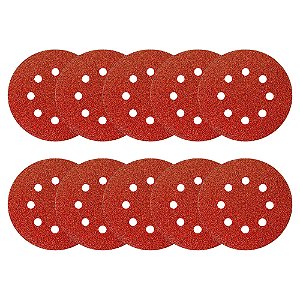 Disco de Lixa Velcro 8 Furos 5'' 125mm Grão 40 com 10 Unidades Lotus 3310