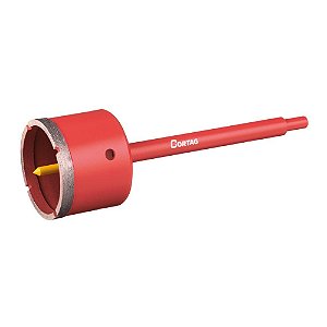 Serra Copo Diamantada para Alvenaria 75mm com Haste e Pino Guia Cortag