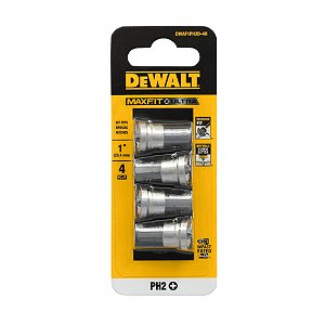 Pontas Bits Phillips com Limitador para Drywall PH2 25,4mm com 4 Peças MaxFit Ultra Dewalt DWAF1PH2D-4H