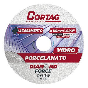 Disco de Corte Diamantado Porcelanato e Vidro 115mm x 22,23mm Diamond Force Cortag 62797