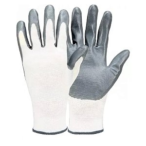 Luva de Segurança com Elastano e PU Nº 9 Cinza e Branco Atopy