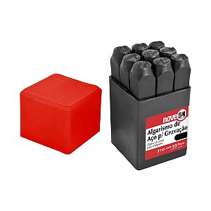 Jogo Punção Algarismo para Gravação 4mm em Aço 9 Peças de 0 a 9 Nove54