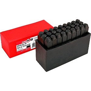 Jogo Punção Alfabeto para Gravação 4mm em Aço 27 Peças de A a Z Nove54