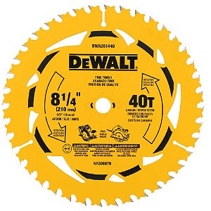 Disco Lâmina de Serra Circular para Madeira 8.1/4" 210mm x 16mm x 40 Dentes Dewalt DWA281440