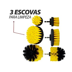 Jogo de Escovas Rotativas para Limpeza Uso em Parafusadeira 3 Peças Lotus 1938
