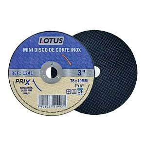 Mini Disco de Corte Inox 3'' 75mm x 3/8 10mm Lotus 1241 Unidade