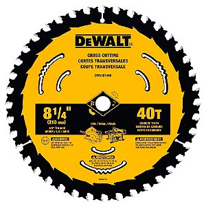 Disco Lâmina de Serra Circular para Madeira 8.1/4" 210mm x 16mm x 40 Dentes Carboreto Dewalt DWA181440