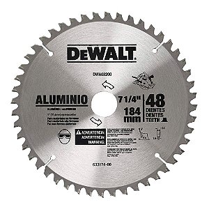Disco Lâmina de Serra Circular para Alumínio 7.1/4" 184mm x 25mm x 48 Dentes Dewalt DWA03200