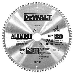 Disco Lâmina de Serra Esquadria para Alumínio 10 Polegadas 254mm x 30mm x 80 Dentes DeWalt DWA03210