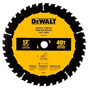 Disco Lâmina de Serra Esquadria para Madeira 12 Polegadas 305mm x 25,4mm x 40 Dentes Carboreto Dewalt DWA11240