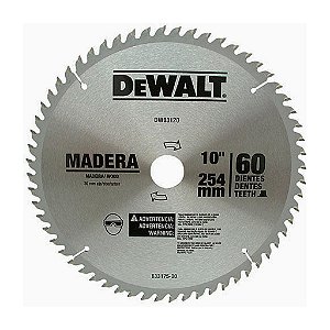 Disco Lâmina de Serra para Madeira 10 Polegadas 254mm x 30mm x 60 Dentes DeWalt DWA03120
