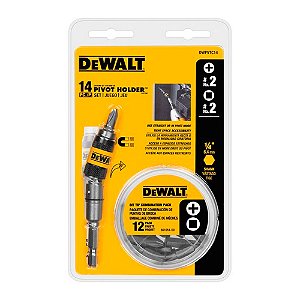 Jogo de Bits Ponteiras Ph2 + Adaptador Extensor Angular 14 Peças Dewalt DWPVTC14