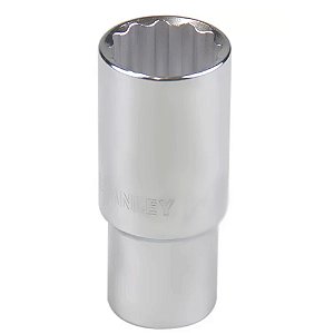 Soquete Longo Estriado Aço Cr-V Cromado 1/2'' 25mm Stanley 4-86-433