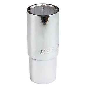 Soquete Longo Estriado Aço Cr-V Cromado 1/2'' 22mm Stanley 4-86-430