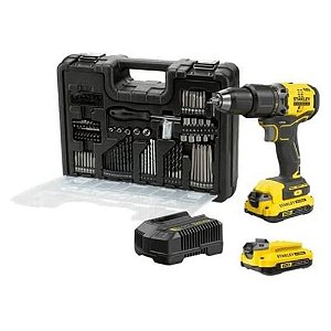 Parafusadeira/Furadeira de Impacto 20V 60Nm Brushless 2 Baterias 1,5Ah Fatmax com 100 Acessórios Stanley SBD715C2KA-BR