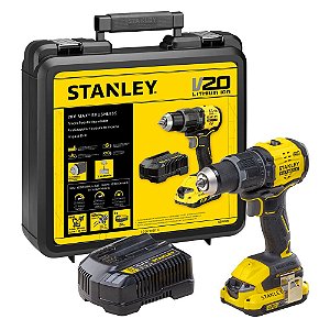 Parafusadeira/Furadeira com Impacto 1/2" 1 Bateria 2Ah 20V Max* 65Nm Brushless com Maleta Stanley SBD716D1K-BR