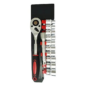 Jogo de Soquetes Sextavado 10 a 22mm com Chave Catraca 1/2'' 12 Peças Lotus 2397