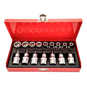 Jogo de Soquetes Torx Macho e Fêmea 1/2'' 16 Peças Lotus 6800