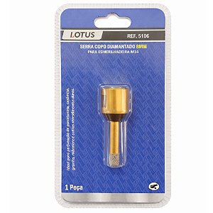 Serra Copo Diamantada para Esmerilhadeira 8mm Porcelanato Lotus 5106