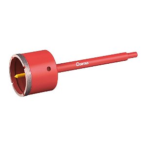 Serra Copo Diamantada 70mm com Haste e Pino Guia Cortag
