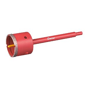 Serra Copo Diamantada 65mm com Haste e Pino Guia Cortag