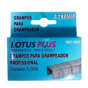 Grampo para Grampeador Profissional 8mm 1000 Un Lotus 6691