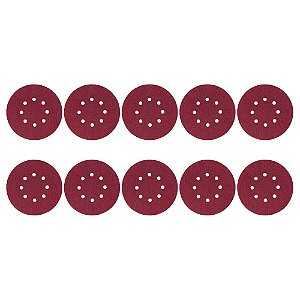 Disco de Lixa Velcro 8 Furos 5'' 125mm Grão 240 com 10 Unidades Lotus 3158