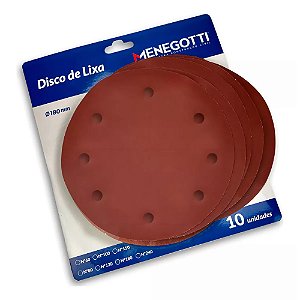 Kit com 10 Lixas Grão 60 Lixadeira Parede MLP710 180mm Menegotti
