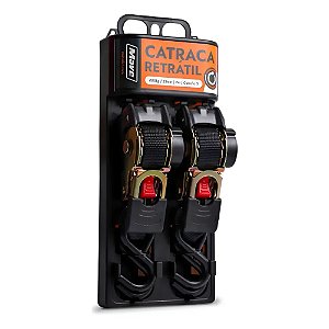 Conjunto de Cinta Catraca Automática Retrátil 800Kg x 25mm x 2 Metros S Mave