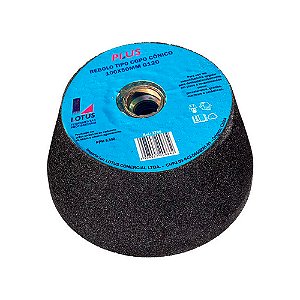 Rebolo Tipo Copo Cônico Porcelanato 100mm x 50mm Rosca M14 Grão 120 Lotus 2704