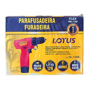 Parafusadeira/Furadeira 3/8'' 10mm 12V com 1 Bateria e Carregador Bivolt Lotus 1786