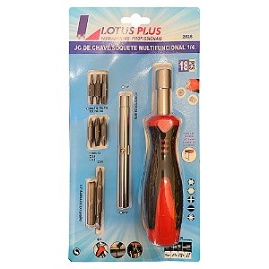 Jogo de Ponteira Bits com Chave Catraca 1/4'' 18 peças Lotus 2816