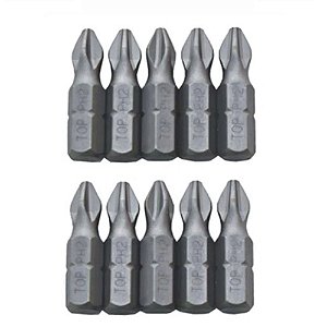 Jogo de 10 Bits Ponteira Phillips Magnética PH2 1/4'' x 25mm S2 Lotus 6441