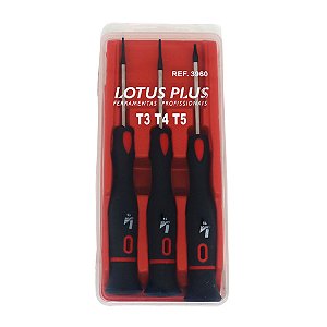 Chave Torx para Eletrônicos T3 T4 T5 com 3 Peças Lotus 3960
