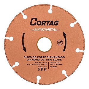 Disco de Corte Ferro Super Metal Mais Cortes Menos Trocas 115mm x 22,2mm Cortag 60657