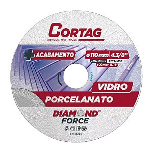 Disco de Corte Diamantado Porcelanato e Vidro 110mm x 20mm Diamond Force Cortag 62796