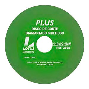 Disco de Corte para Vidro e Porcelanato Extra Fino 100mm x 22,22mm Esmerilhadeira Lotus 2568