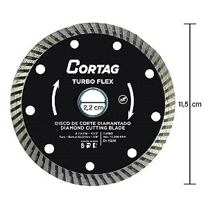 Disco de Corte Diamantado Turbo Flex Mármore Granito 115mm x 22,22mm Cortag 61549