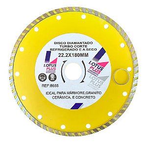 Disco de Corte Diamantado Turbo Cerâmica e Concreto 7 Polegadas 180mm x 22,22mm Lotus 8655