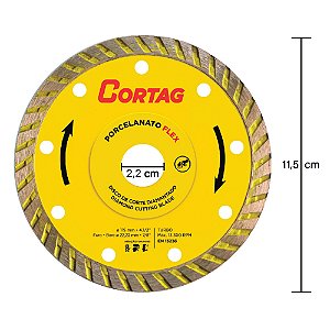 Disco de Corte Esmerilhadeira Diamantado Turbo para Porcelanato 115mm x 22,22mm Cortag 61577