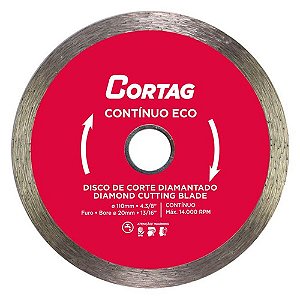 Disco de Corte Diamantado Contínuo Cerâmica Tijolo 4.3/8" 110mm x 20mm Cortag 61548