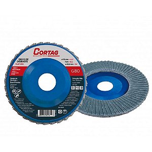 Disco Flap Óxido de Zircônio de Desbaste Base Reta de Plástico 4.1/2" Grão 80 Cortag 61654