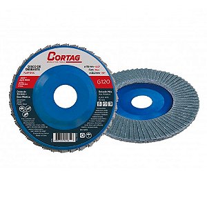 Disco Flap Óxido de Zircônio de Desbaste Base Reta de Plástico 4.1/2" Grão 120 Cortag 61655
