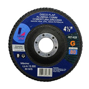 Disco Flap Madeira e Ferro 4.1/2 Grão 80 Lotus 4028