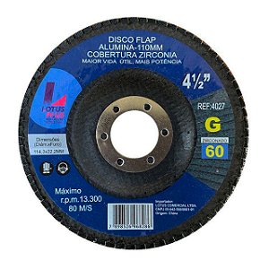 Disco Flap Madeira e Ferro 4.1/2 Grão 60 Lotus 4027