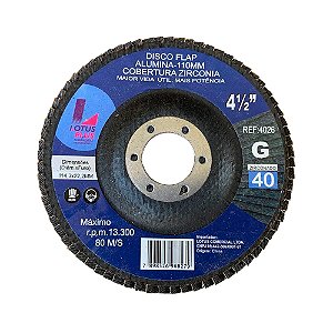 Disco Flap Madeira e Ferro 4.1/2 Grão 40 Lotus 4026