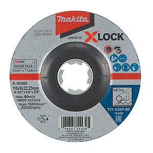 Disco de Desbaste para Metal 115mm Encaixe X-Lock Makita E-00365